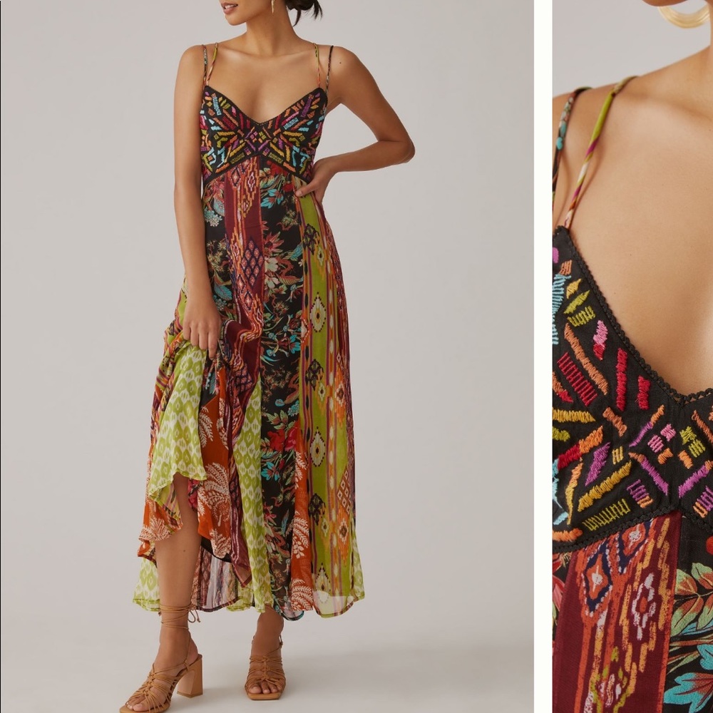 Anthropologie Multi v-neck Maxi Dress